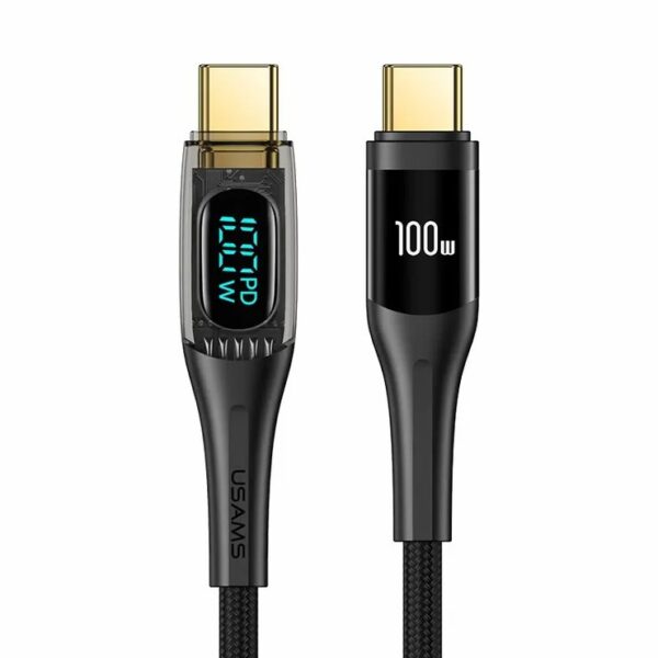 USAMS US-SJ591 Type-C To Type-C PD 100W Transparent Digital Display Cable (2 Meter)